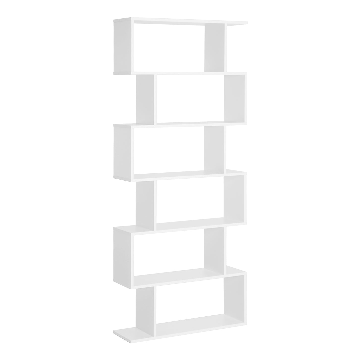 Photo of HOMCOM Bookcase, 6 Tier Shelf S Shaped Bookshelf, Storage Unit, Display Shelf for Living Room, Bedroom, Home Office, Plant, White in White colour on a white background