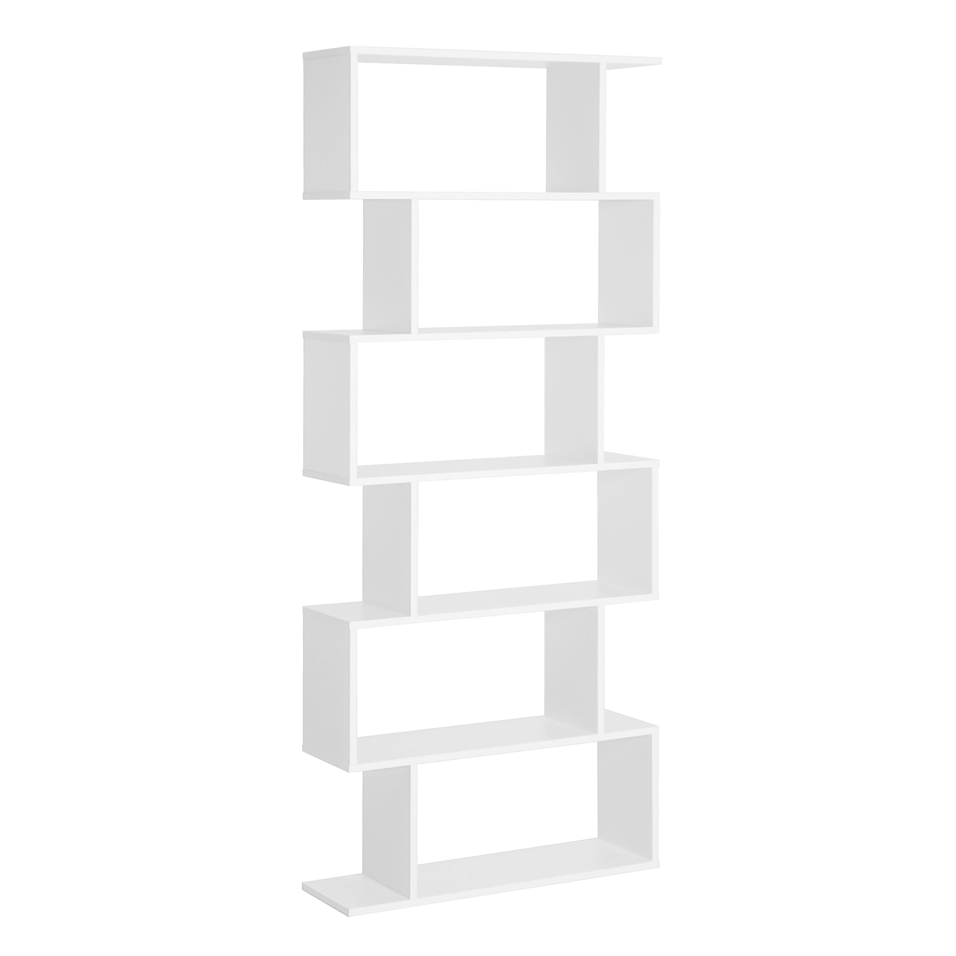 Photo of HOMCOM Bookcase, 6 Tier Shelf S Shaped Bookshelf, Storage Unit, Display Shelf for Living Room, Bedroom, Home Office, Plant, White in White colour on a white background
