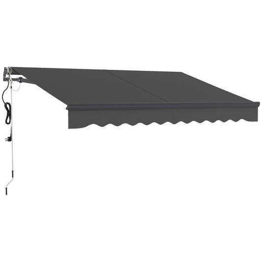 Photo of Outsunny 3 x 2.5m Electric Awning with Remote Controller, Aluminium Frame DIY Retractable Awning, UV30+ Sun Shade Canopy for Garden Patio Deck Door Window, Dark Grey in Grey colour on a white background
