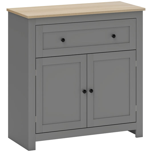 Photo of HOMCOM Sideboard Storage Cabinet, Morden Kitchen Cupboard with Adjustable Shelf, Drawer and Double Doors, Sideboard for Living Room, Dining Room, Hallway, Grey in Grey colour on a white background