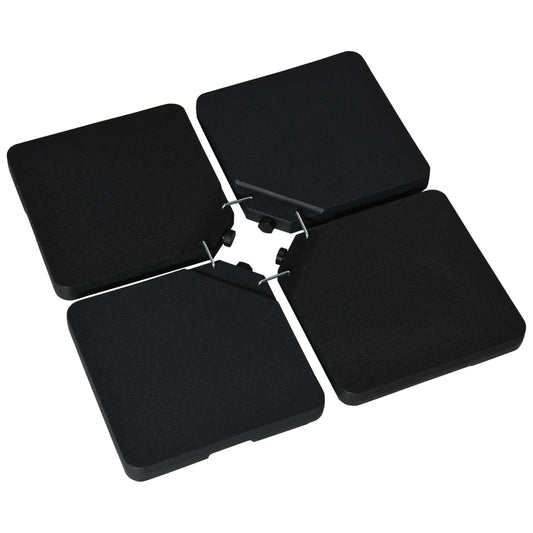 Photo of Outsunny Four-Piece Plastic Cantilever Parasol Base - Black in Black colour on a white background