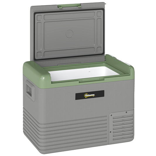 Photo of Outsunny 40L Portable Car Refrigerator - Light Green and Grey in Grey colour on a white background