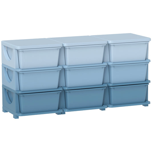 Photo of HOMCOM Kids Storage Unit, with Nine Drawers - Blue in Blue colour on a white background
