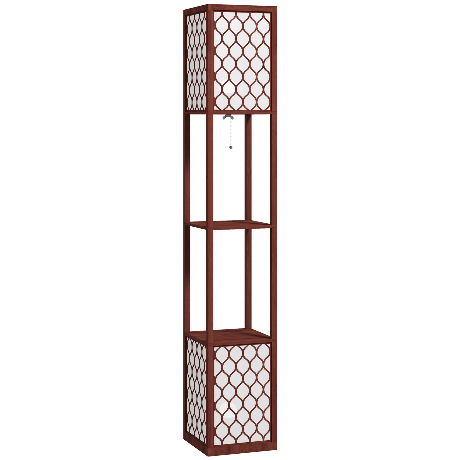 Photo of HOMCOM Duo Light Floor Shelves - Brown in Brown colour on a white background