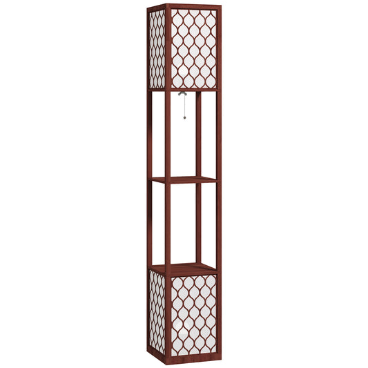 Photo of HOMCOM Duo Light Floor Shelves - Brown in Brown colour on a white background