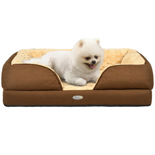 Photo of PawHut Calming Dog Bed Pet Mattress w/ Removable Cover, Anti-Slip Bottom, for Small Dogs, 70L x 50W x 18Hcm - Brown in Brown colour on a white background
