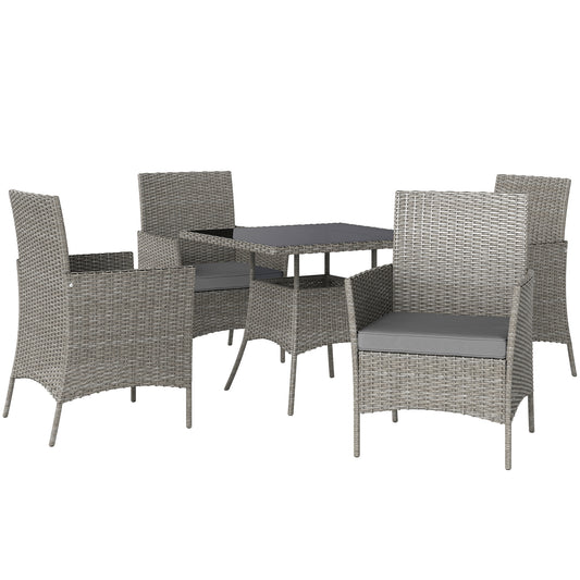 Photo of Outsunny Five-Pieces Rattan Dining Set - Light Grey in Grey colour on a white background