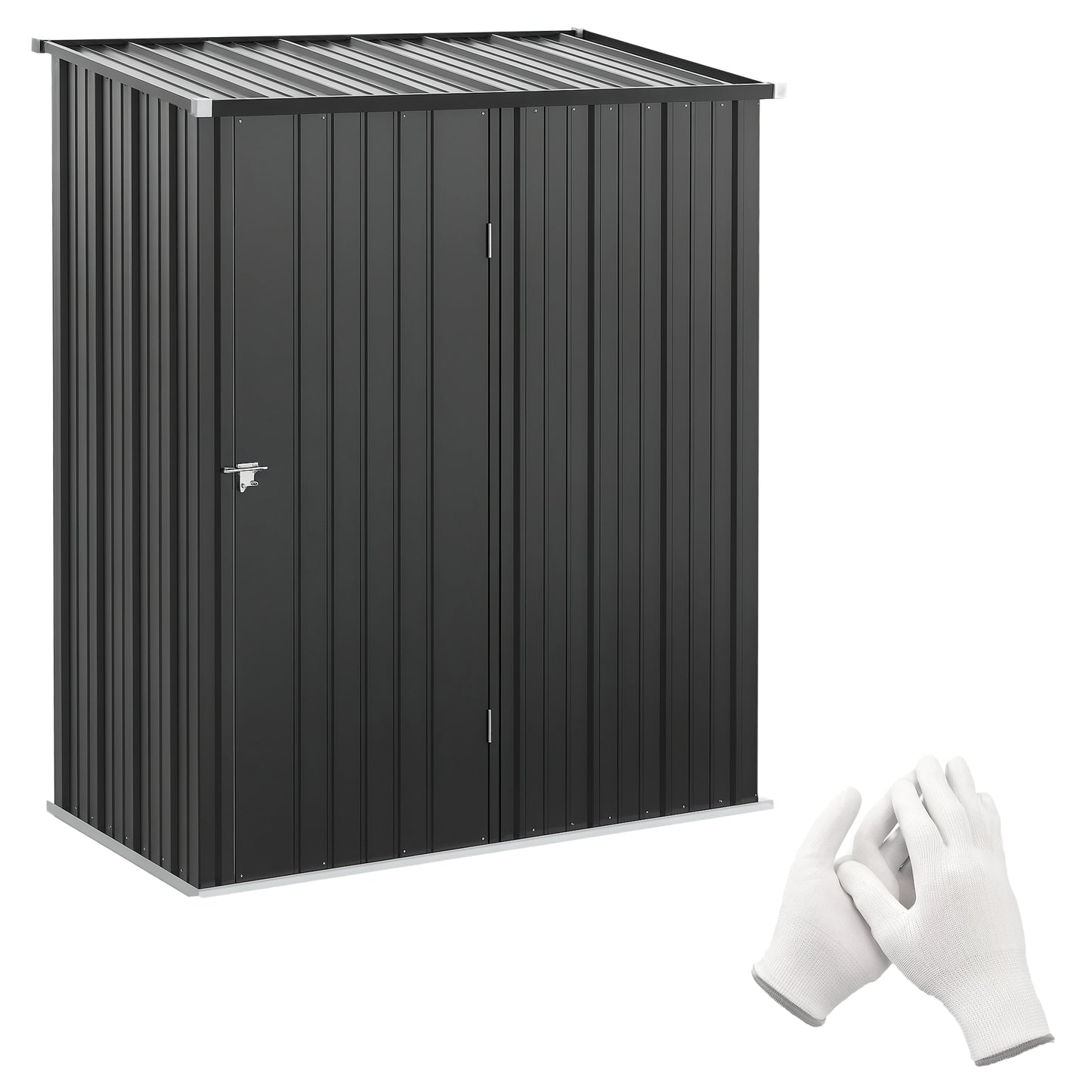 Photo of Outsunny 5.3 x 3.1ft Corrugated Steel Garden Shed - Black in Black colour on a white background