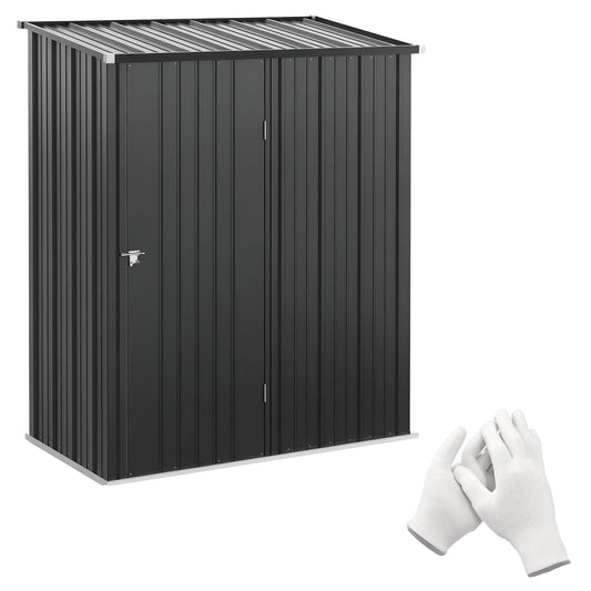 Photo of Outsunny 5.3 x 3.1ft Corrugated Steel Garden Shed - Black in Black colour on a white background