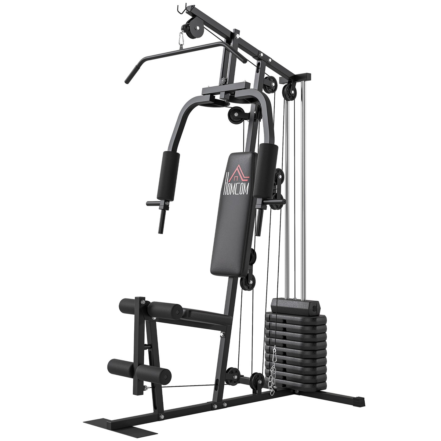 Photo of HOMCOM Multifunction Home Gym Machine, with 45kg Weight Stacks, for Strength Training in Training colour on a white background