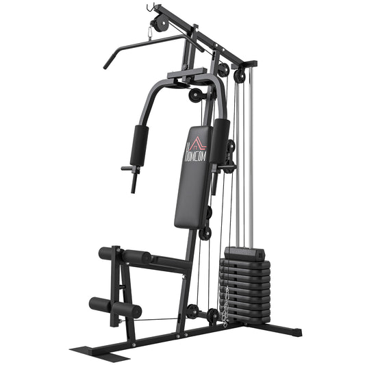 Photo of HOMCOM Multifunction Home Gym Machine, with 45kg Weight Stacks, for Strength Training in Training colour on a white background