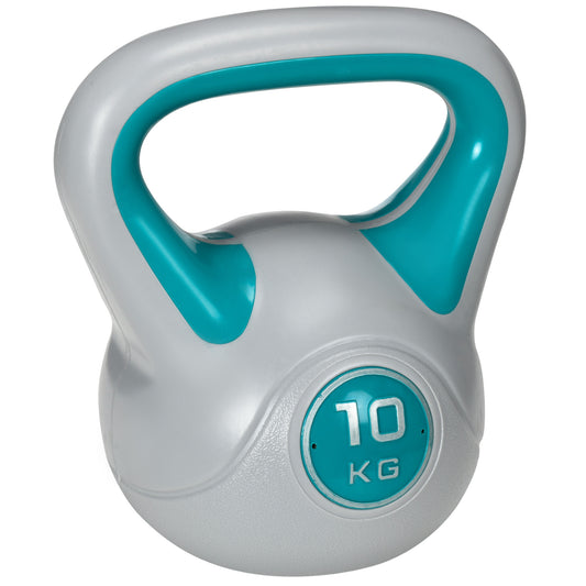 Photo of SPORTNOW Kettlebell, 10kg Kettle Bells with Handle for Home Gym Weight Lifting and Strength Training, Light Blue and Grey in Grey colour on a white background