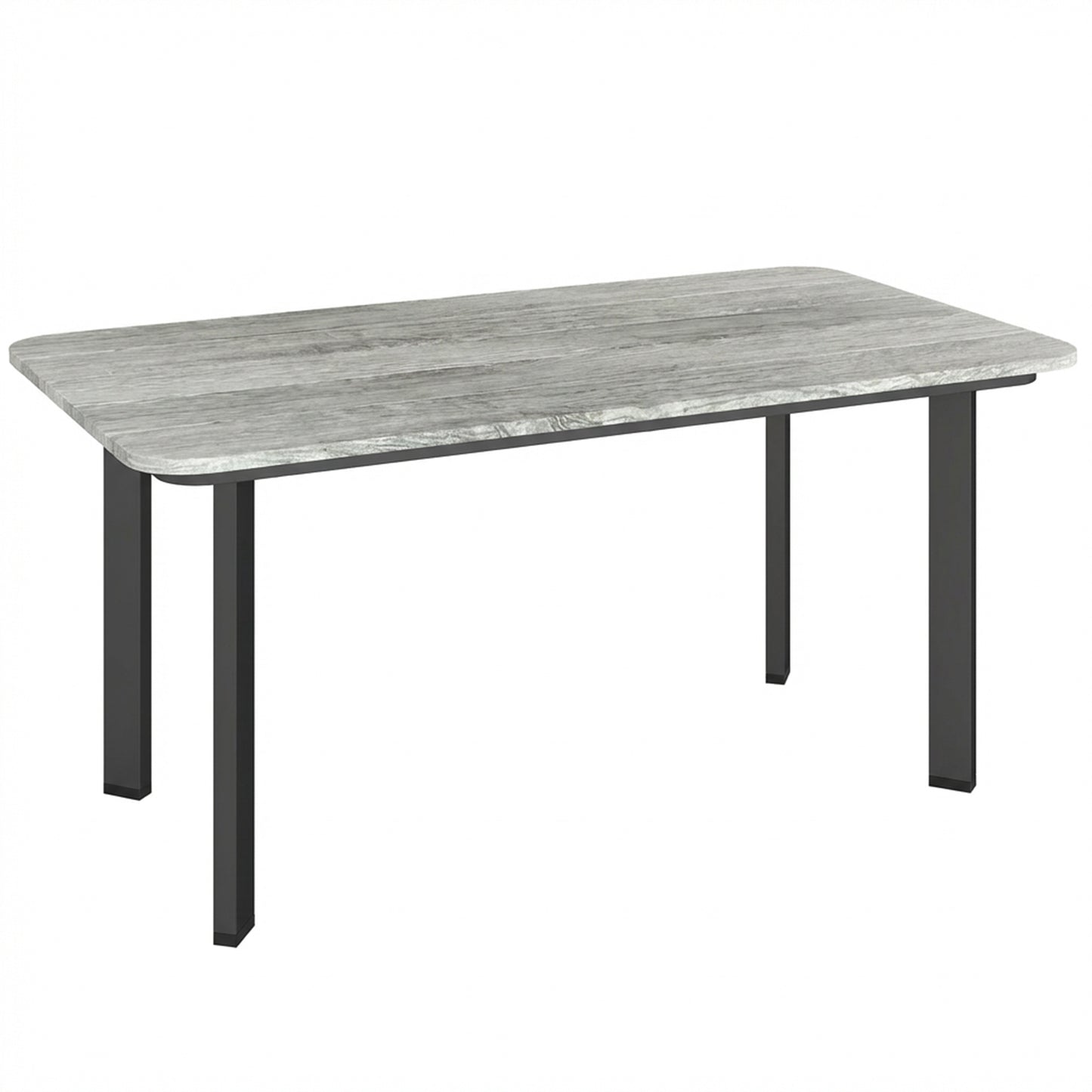 Photo of Outsunny Outdoor Garden Coffee Table, Garden Table with Slatted Wood Plastic Composite Top and Metal Frame, Grey in Grey colour on a white background