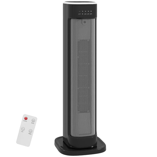 Photo of HOMCOM 2000W Ceramic Electric Heater with 3 Heat Settings, Timer - Black in Black colour on a white background