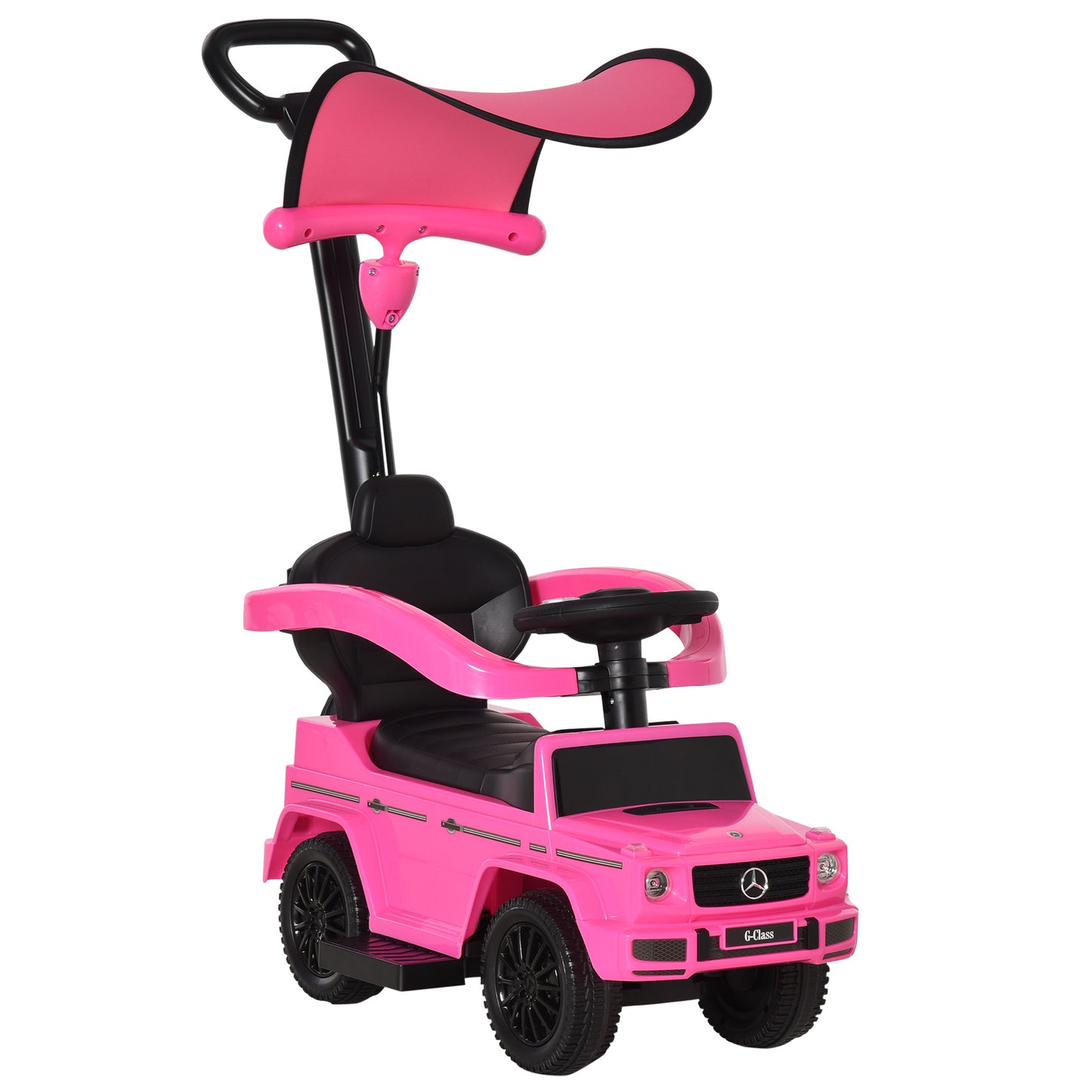 Photo of HOMCOM 3 in 1 Kids Children Ride on Push Car Toddler Sliding Car G350 Licensed Walker Foot to Floor Slider Push-Along with Horn Steering Wheel NO POWER Manual, Pink in Pink colour on a white background