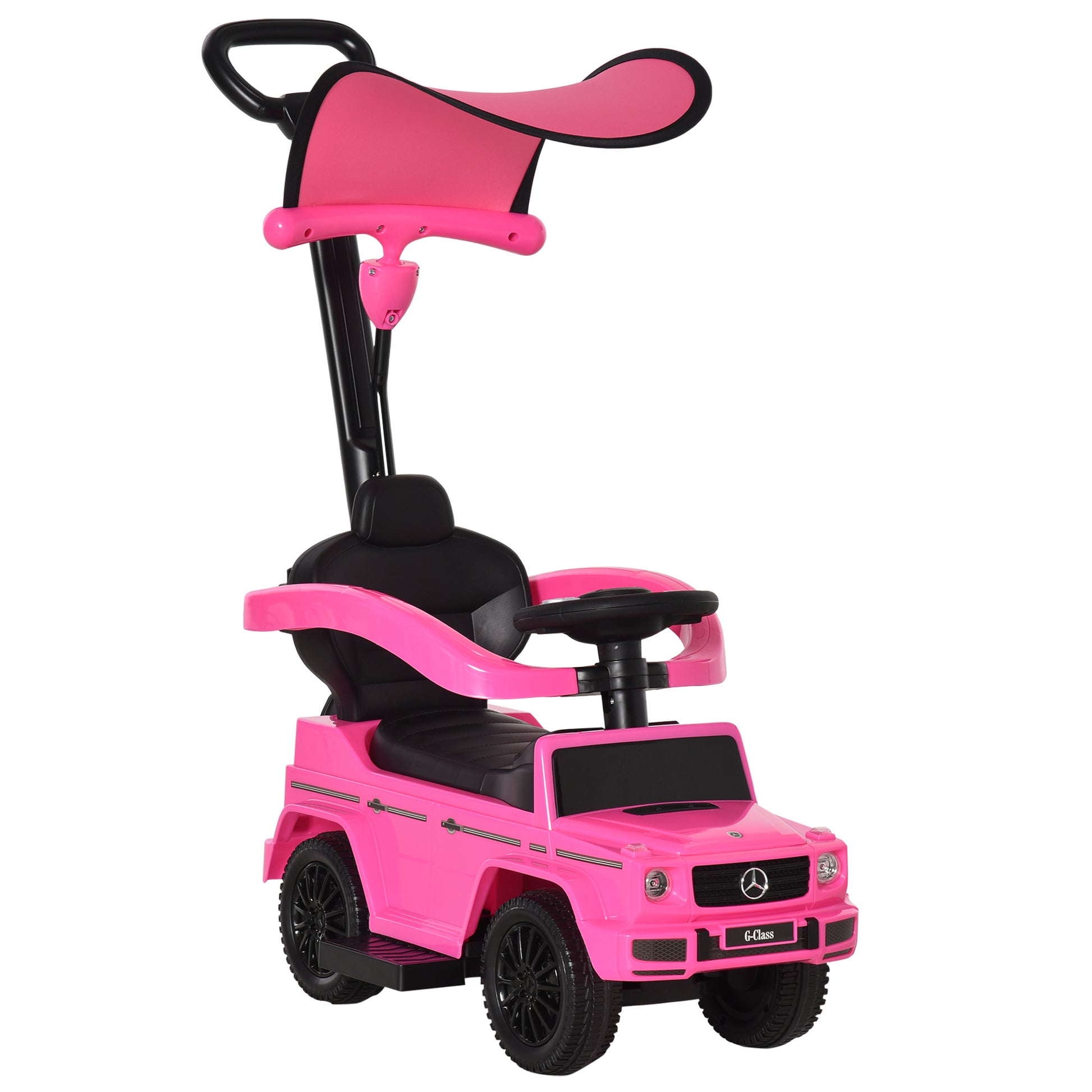 Photo of HOMCOM 3 in 1 Kids Children Ride on Push Car Toddler Sliding Car G350 Licensed Walker Foot to Floor Slider Push-Along with Horn Steering Wheel NO POWER Manual, Pink in Pink colour on a white background