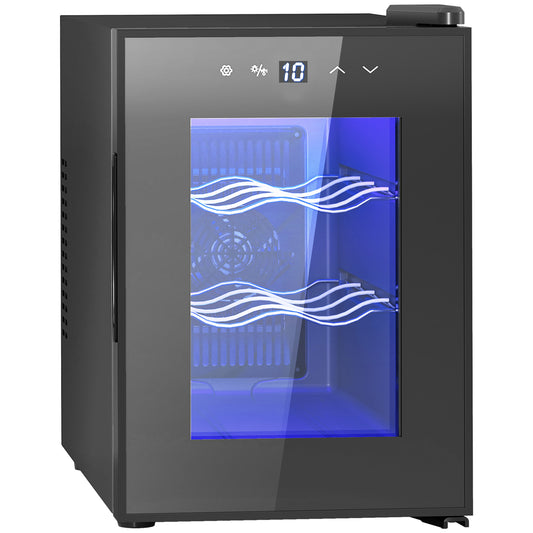 Photo of HOMCOM Six Bottle 8-18℃ Countertop Wine Fridge - Black in Black colour on a white background