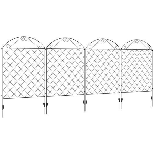 Photo of Outsunny Decorative Garden Fencing, 43in x 11.4ft Outdoor Picket Fence Panels, 4PCs Rustproof Steel Wire Landscape Flower Bed Border Edging, Gentle Swirls in Swirls colour on a white background