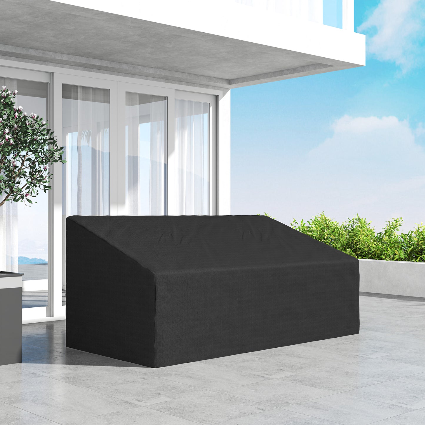Outsunny 600D Oxford Cloth Garden Furniture Cover Waterproof, 3 Seater Sofa Protector for Patio, Outdoor, Black, 218 x 111 x 63-101 cm