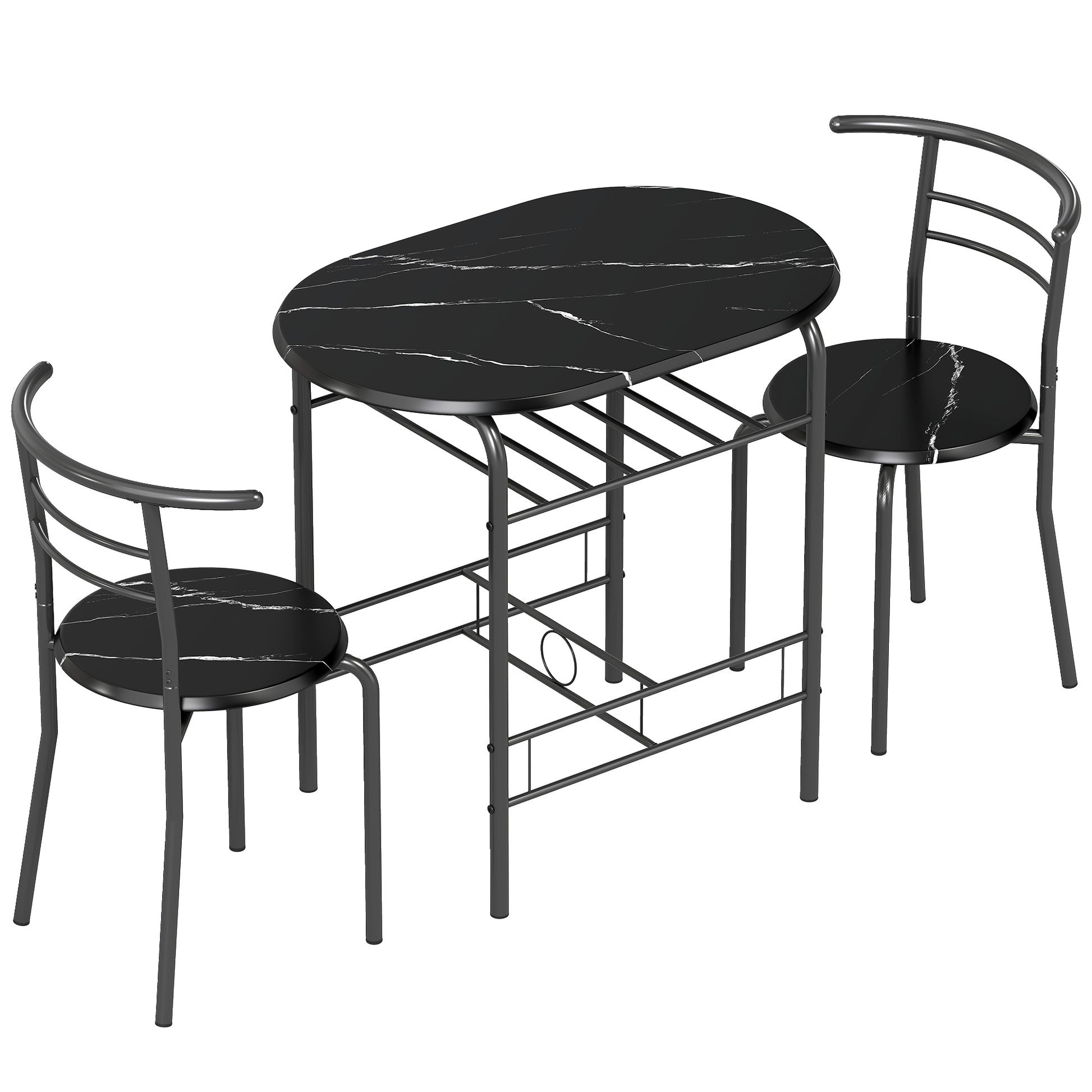 Photo of HOMCOM Three-Piece Compact Dining Set - Black in Black colour on a white background