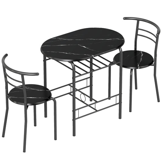 Photo of HOMCOM Three-Piece Compact Dining Set - Black in Black colour on a white background