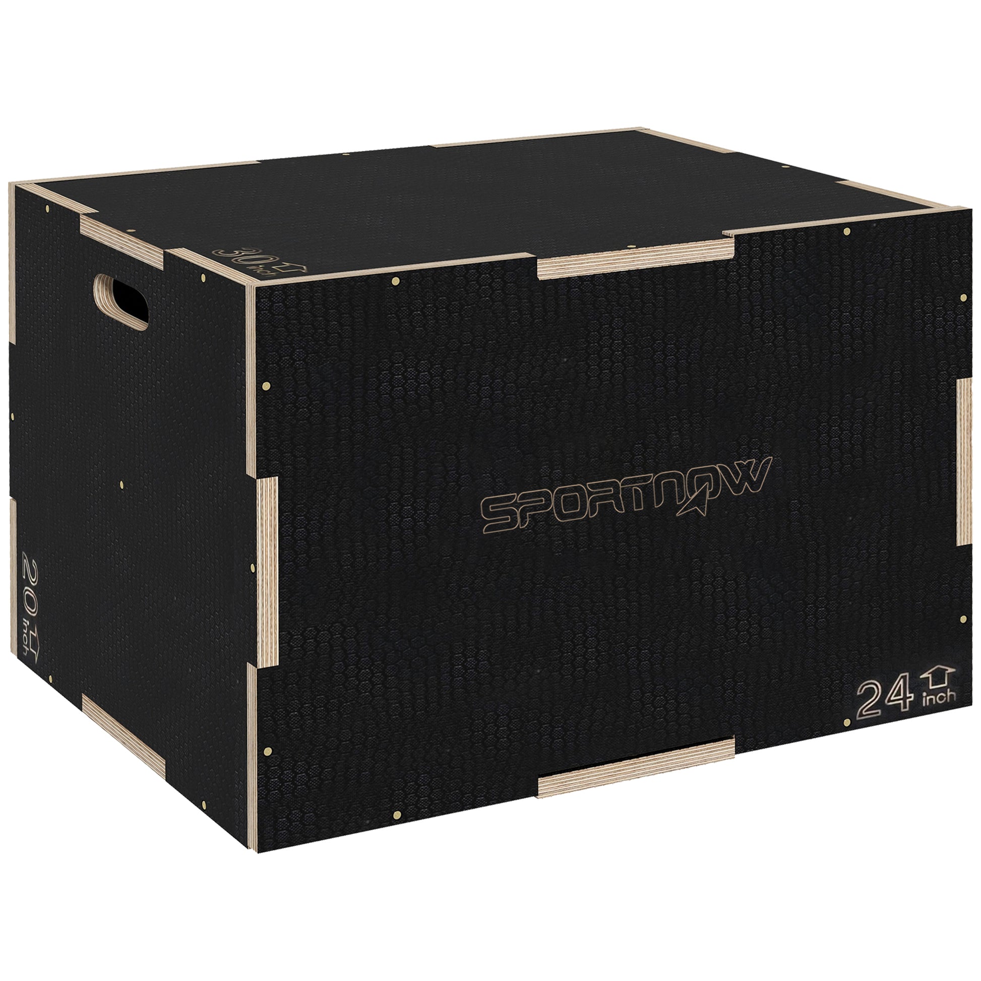 Photo of SPORTNOW Multi-Faceted Jump Box, Wooden Step Up Box, for Home, Gym, Exercise, 41/51/61cm - Black in Black colour on a white background