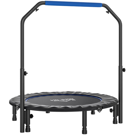 Photo of HOMCOM 45" Foldable Mini Fitness Trampoline, with Adjustable Foam Handle, Blue in Blue colour on a white background