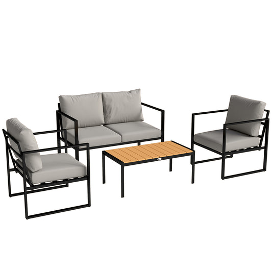 Photo of Outsunny Outdoor Garden Furniture Set, 4 Piece Patio Furniture with Slatted Table, Indoor Outdoor Balcony Patio Conservatory Set in Set colour on a white background