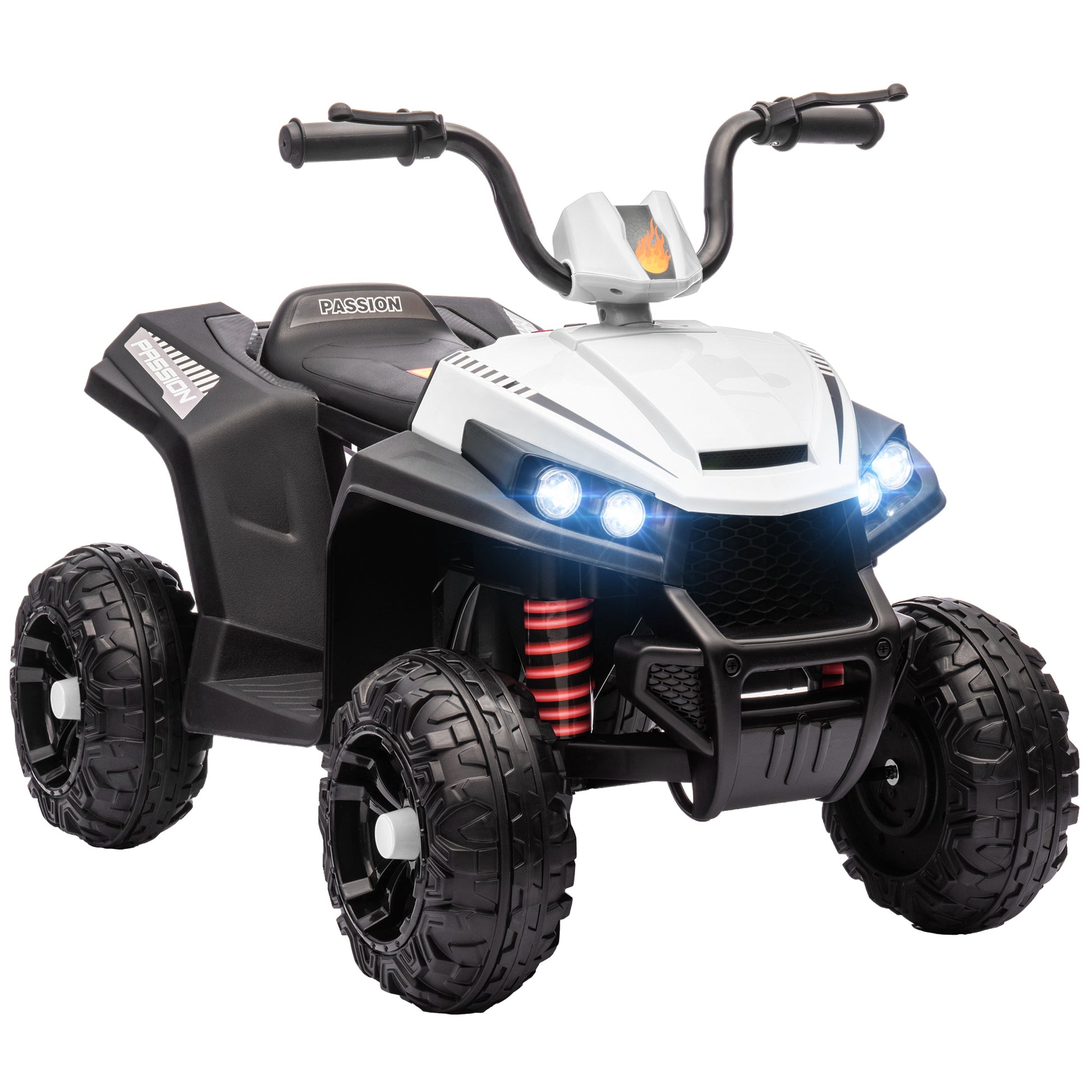 Photo of AIYAPLAY 12V Kids Electric Quad Bike w/ Spring Suspension System, Forward, Backward, LED Light, Music, MP3, White in White colour on a white background