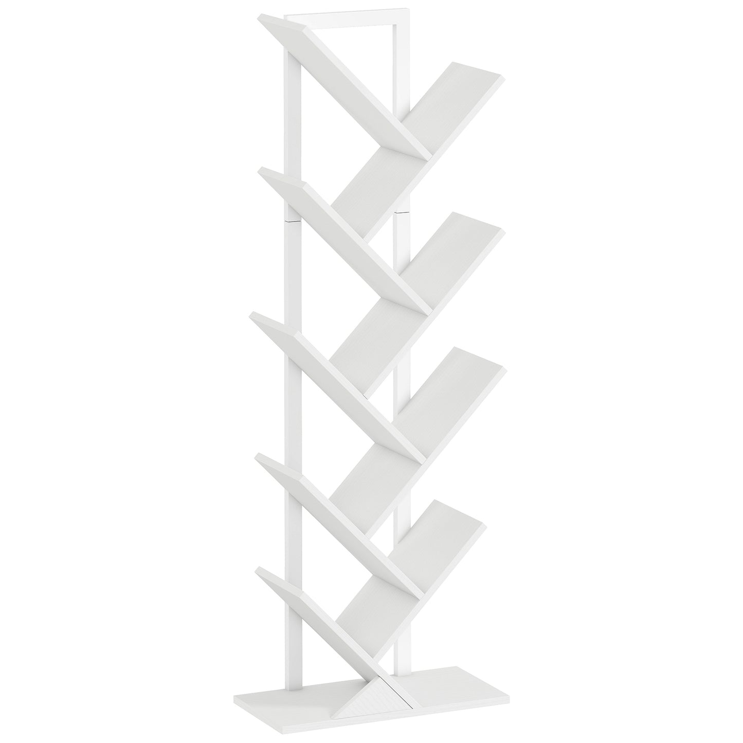 Photo of HOMCOM 9-Tier Tree Bookshelf, Industrial Free Standing Bookcase with Steel Frame, Display Storage White in White colour on a white background