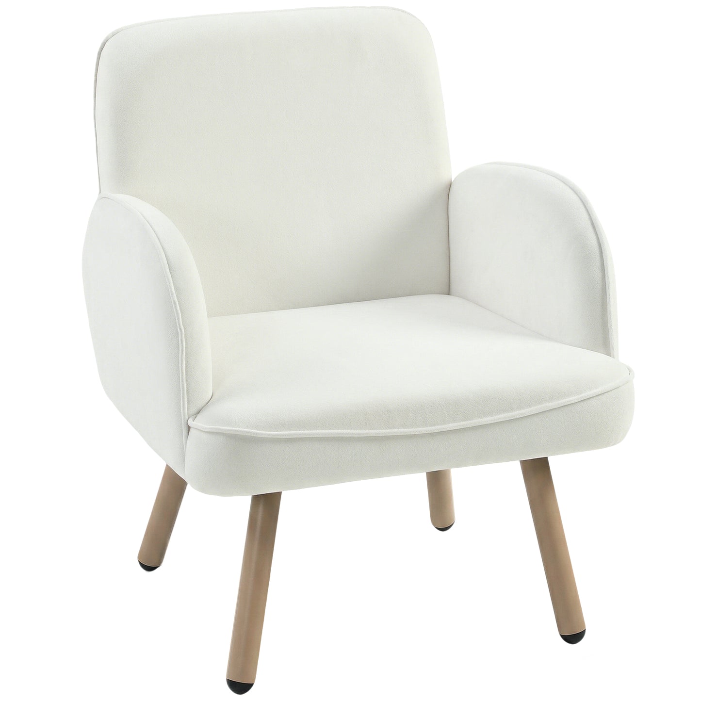 Photo of HOMCOM Lounge Chair Velvet Upholstered Armchair with Spring Cushion for Living Room Bedroom Cream White in White colour on a white background