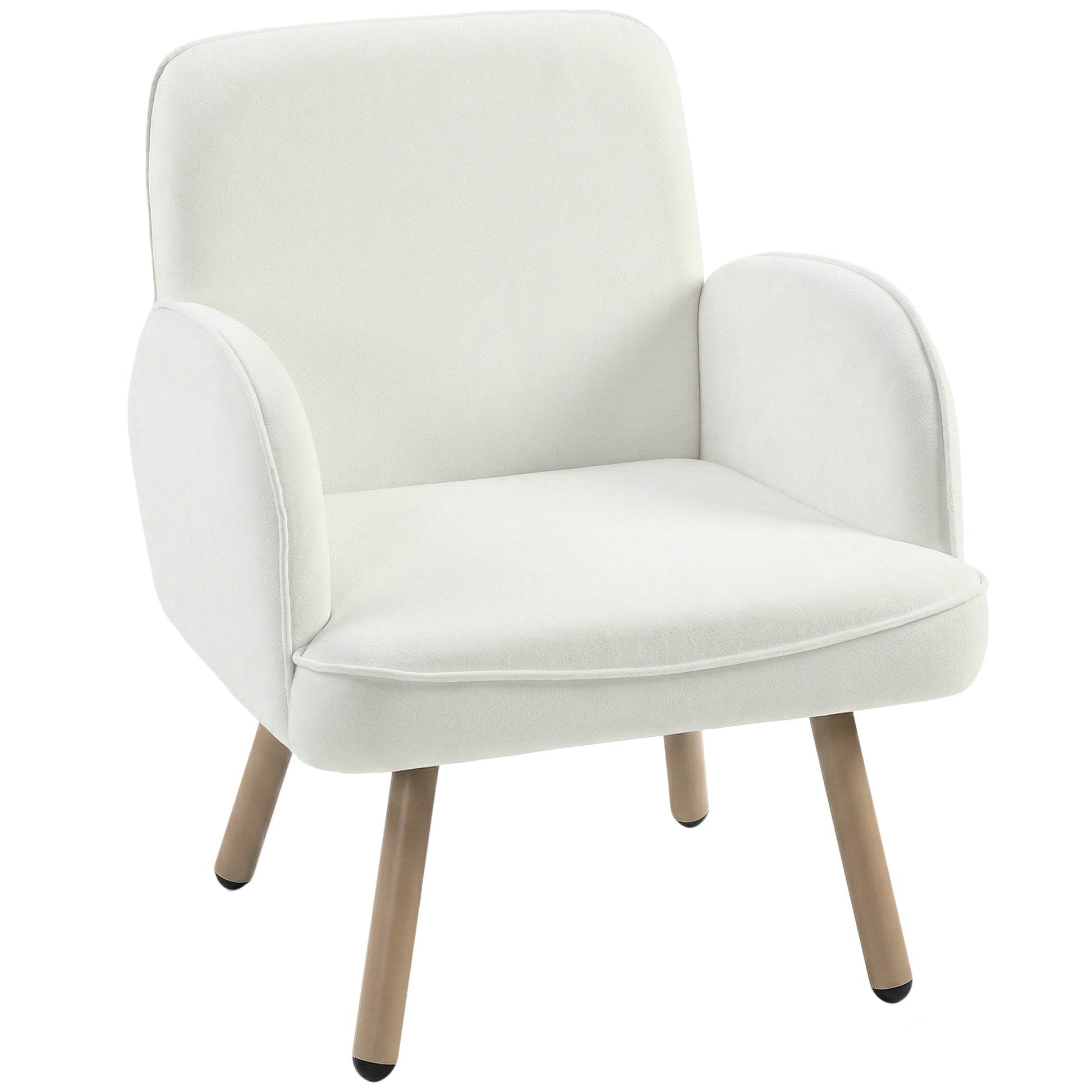 Photo of HOMCOM Lounge Chair Velvet Upholstered Armchair with Spring Cushion for Living Room Bedroom Cream White in White colour on a white background