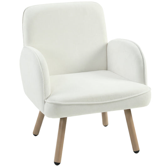 Photo of HOMCOM Lounge Chair Velvet Upholstered Armchair with Spring Cushion for Living Room Bedroom Cream White in White colour on a white background