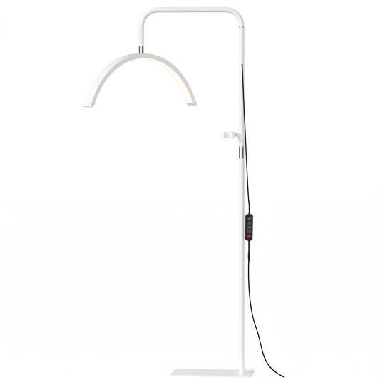 Photo of HOMCOM Half Moon Lash Light, 350° Rotatable Head, 7 Colours, Dimmable Beauty Floor Lamp, White in White colour on a white background