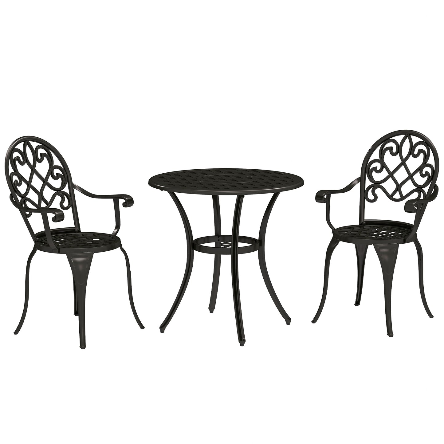 Photo of Outsunny Three-Piece Elegant Aluminium Garden Set - Black in Black colour on a white background
