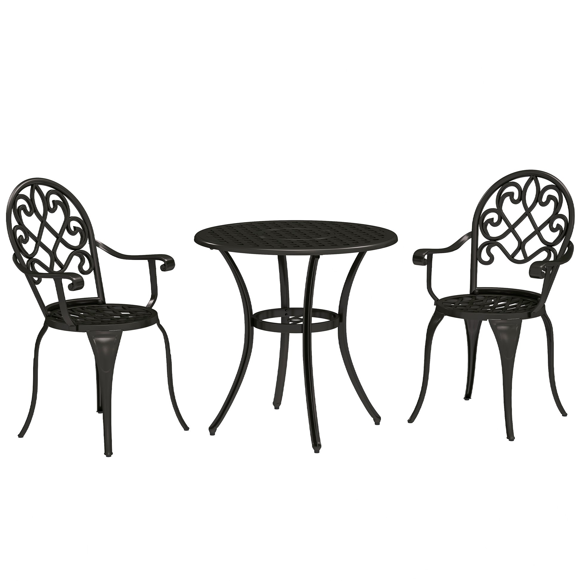 Photo of Outsunny Three-Piece Elegant Aluminium Garden Set - Black in Black colour on a white background