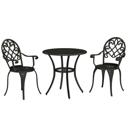 Photo of Outsunny Three-Piece Elegant Aluminium Garden Set - Black in Black colour on a white background