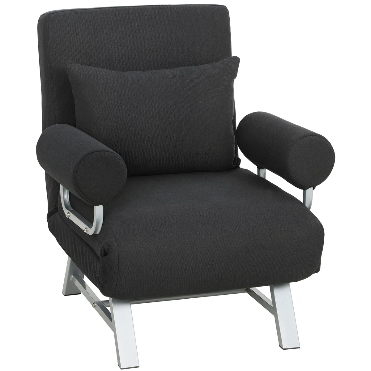 Photo of HOMCOM Single Sofa Bed, 3-in-1 Convertible Folding Chair Bed with Adjustable Backrest, Removable Armrests, Black in Black colour on a white background