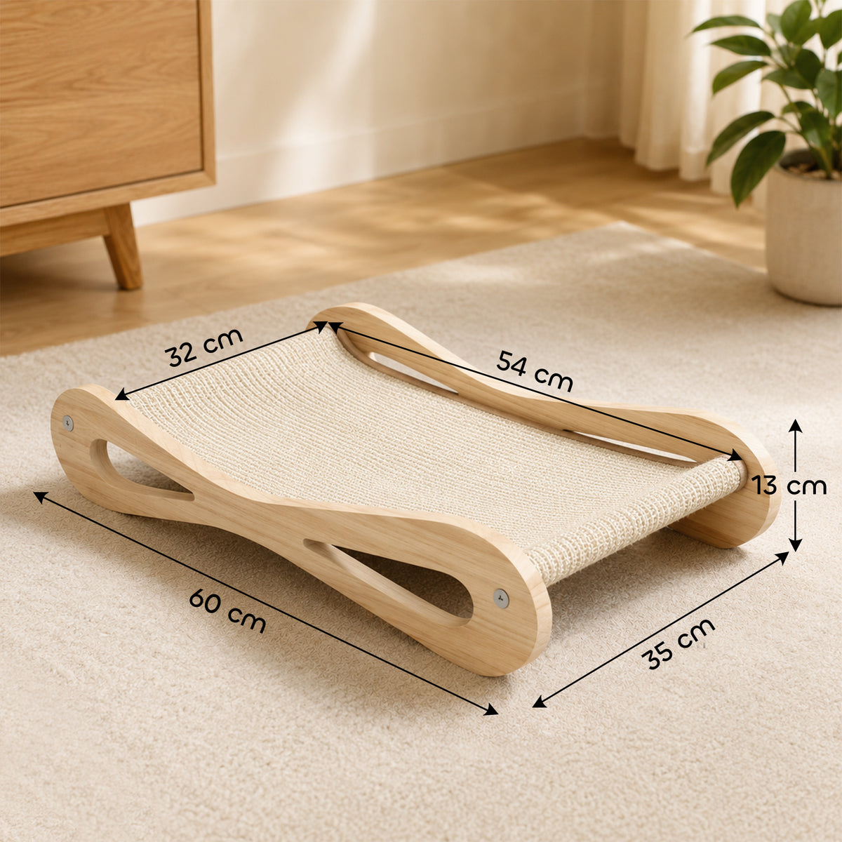 PawHut 2 in 1 Sisal Cat Scratcher Bed Cat Scratching Board and Lounger 60 x 35 x 13 cm Cream White