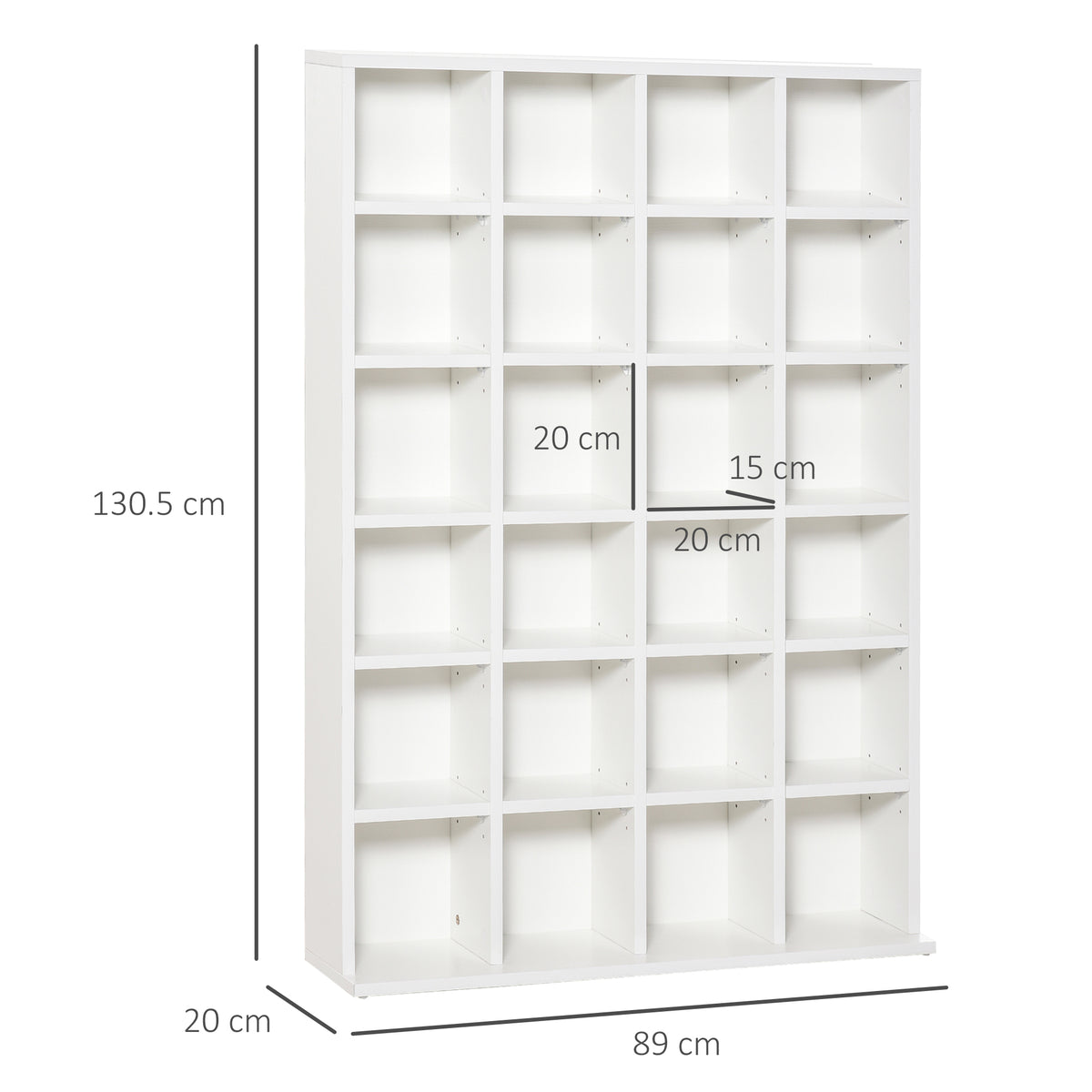 HOMCOM white CD storage unit, 89 cm wide and 130.5 cm tall