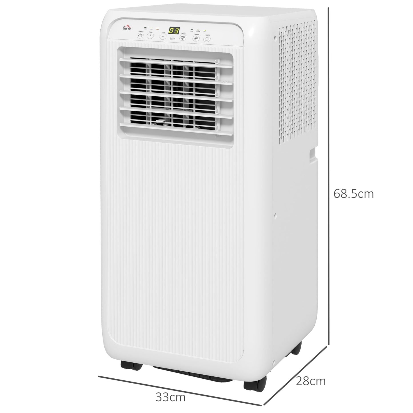 HOMCOM 7,000 BTU Mobile Air Conditioner for Room up to 26m², with Dehumidifier, 24H Timer, Wheels, Window Mount Kit