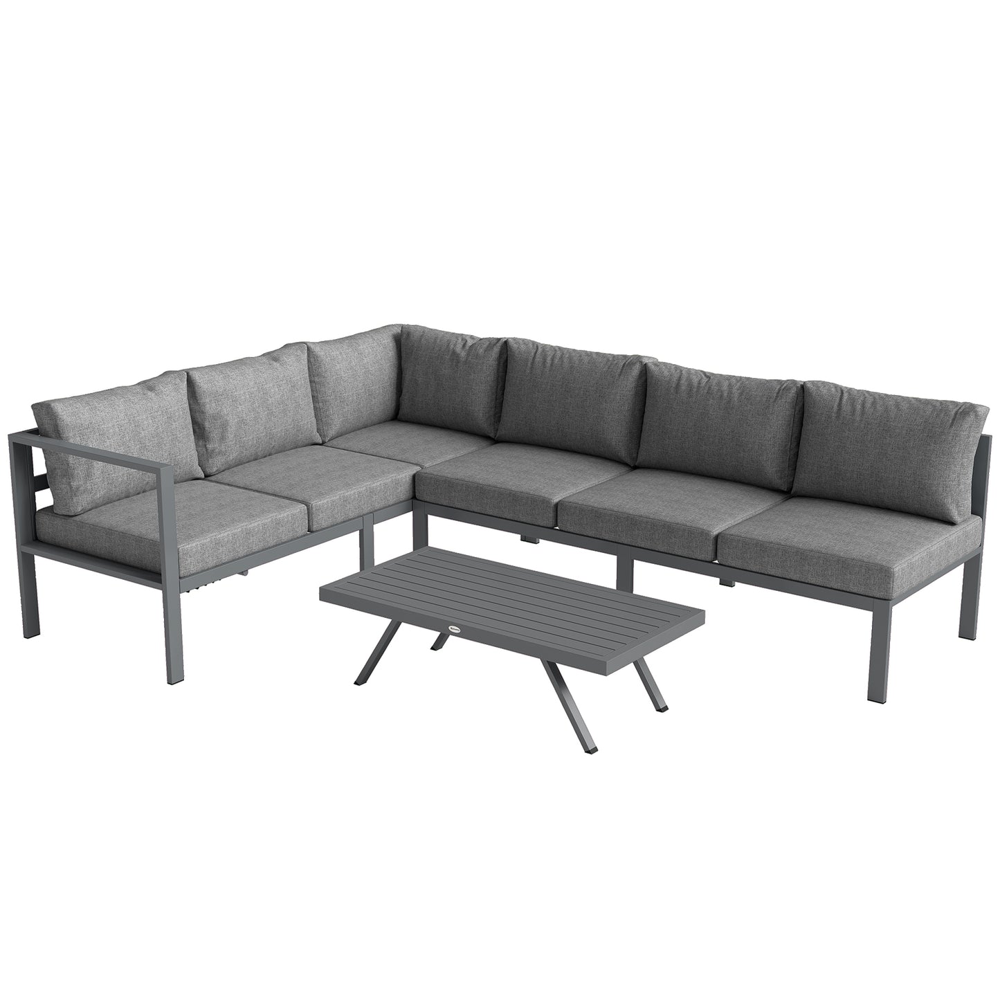 Photo of Outsunny 3 Pieces Garden Furniture Set, Aluminium Corner Lounge Set with Adjustable Backrest and Coffee Table in Table colour on a white background