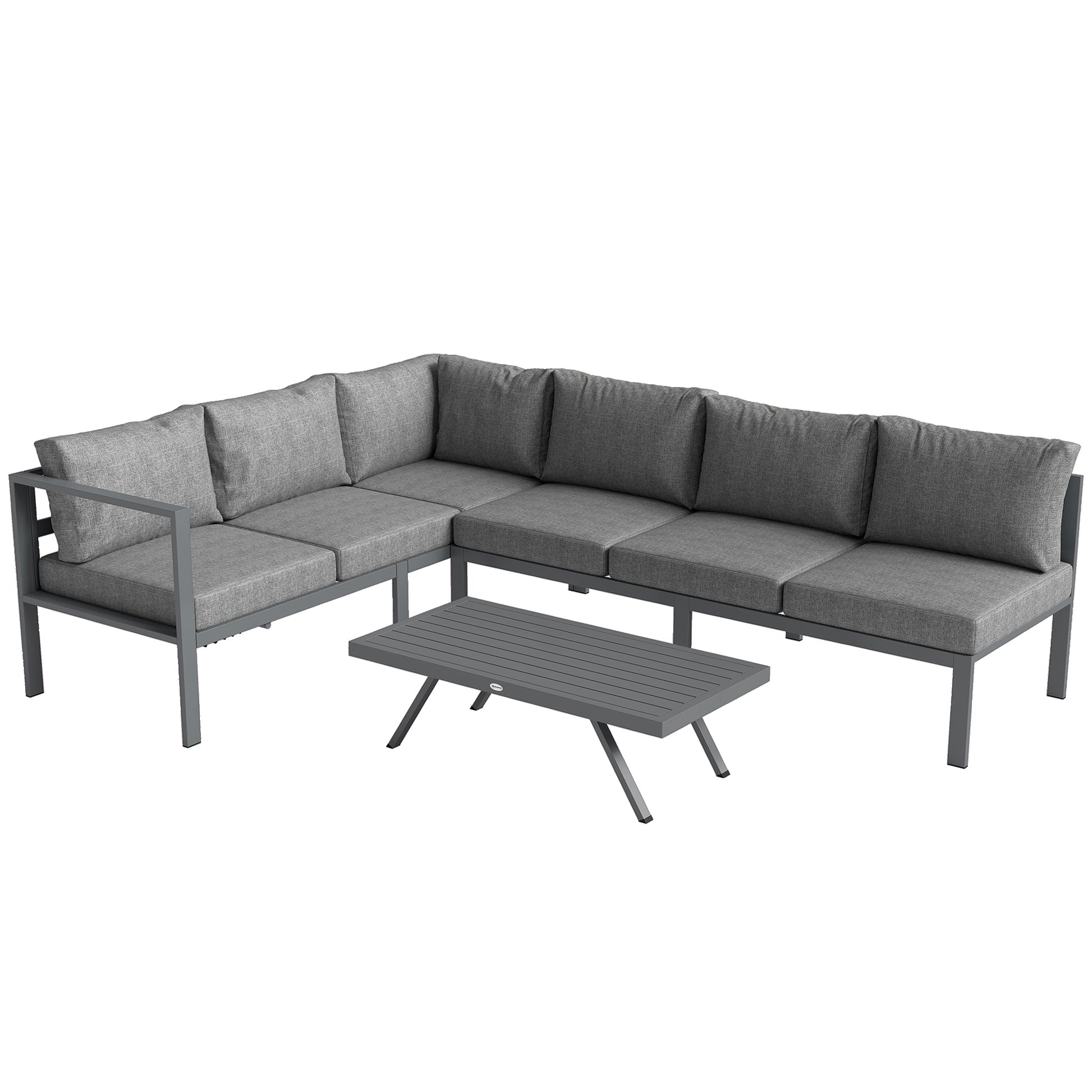 Photo of Outsunny 3 Pieces Garden Furniture Set, Aluminium Corner Lounge Set with Adjustable Backrest and Coffee Table in Table colour on a white background