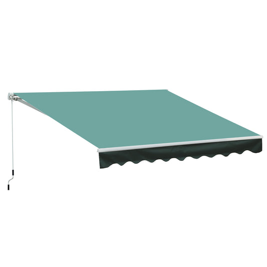 Photo of Outsunny 3 x 2.5m Manual Retractable Awning for Patio 45-75° Sun Canopy with Waterproof Fabric - Greyish Green in Green colour on a white background
