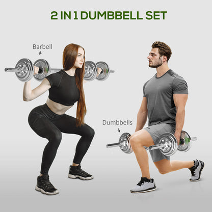 SPORTNOW 2-in-1 weight set shown as a barbell and dumbbells in use