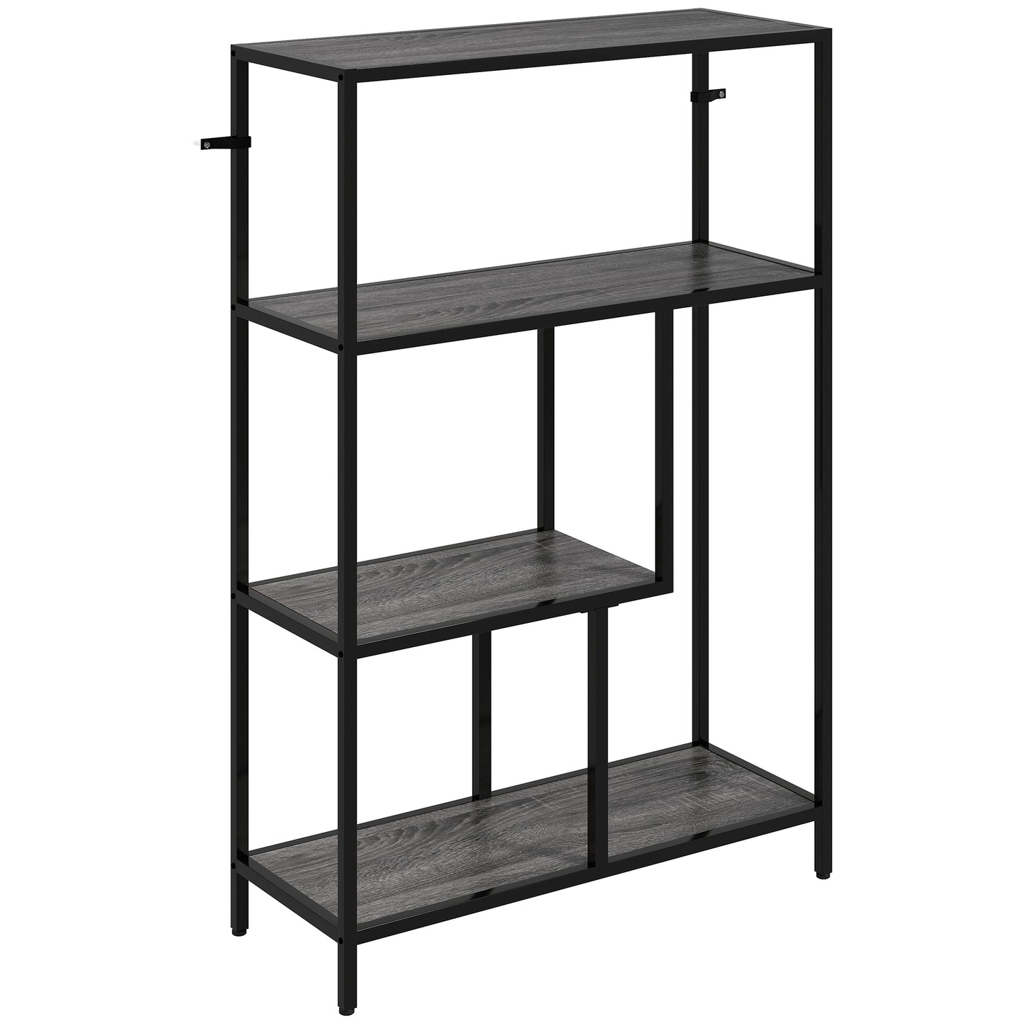 Photo of HOMCOM 4-Tier Bookshelf with Open Shelves - Charcoal Grey in Grey colour on a white background