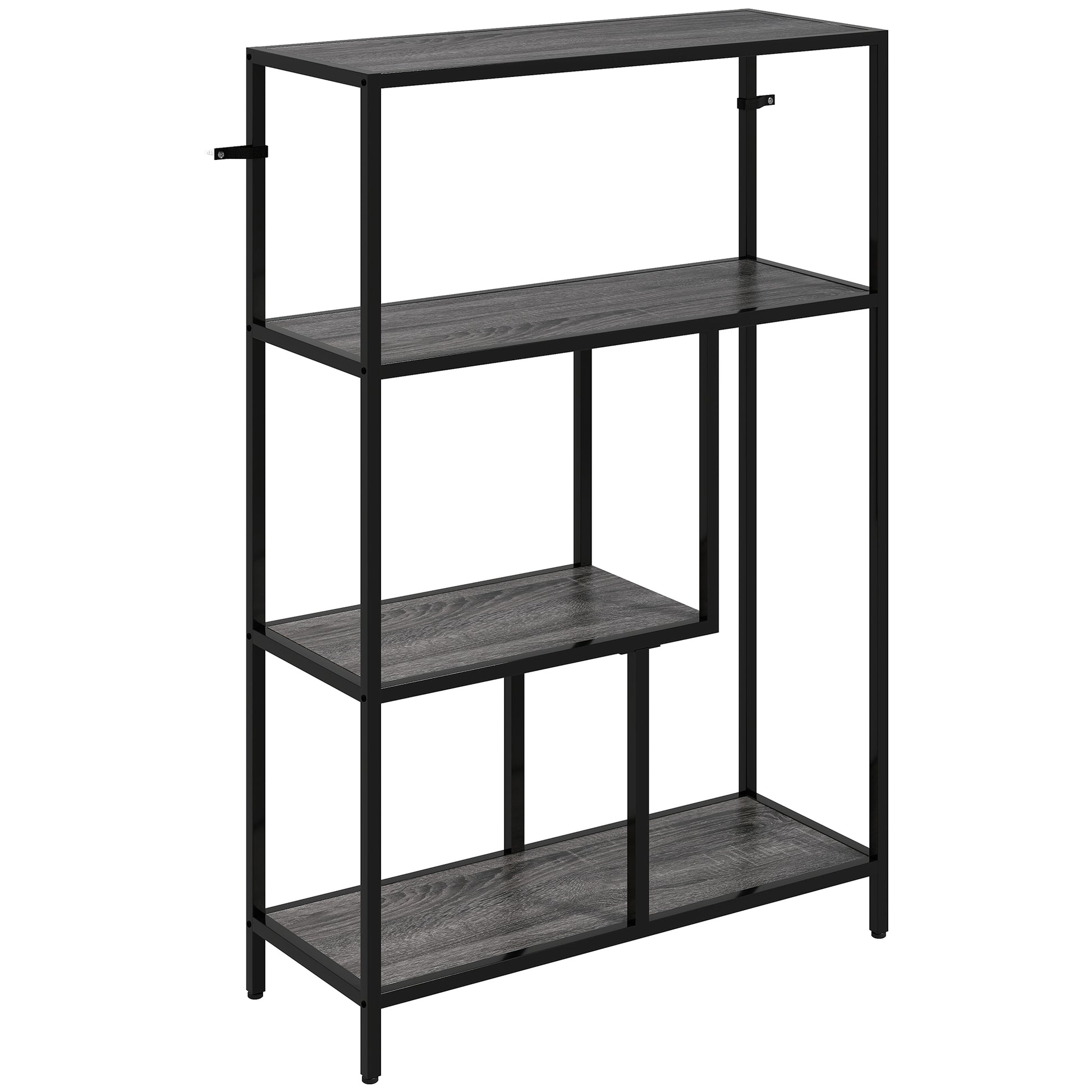 Photo of HOMCOM 4-Tier Bookshelf with Open Shelves - Charcoal Grey in Grey colour on a white background