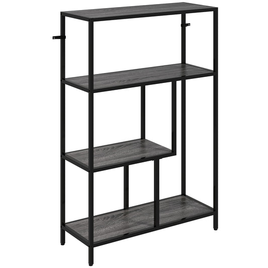 Photo of HOMCOM 4-Tier Bookshelf with Open Shelves - Charcoal Grey in Grey colour on a white background