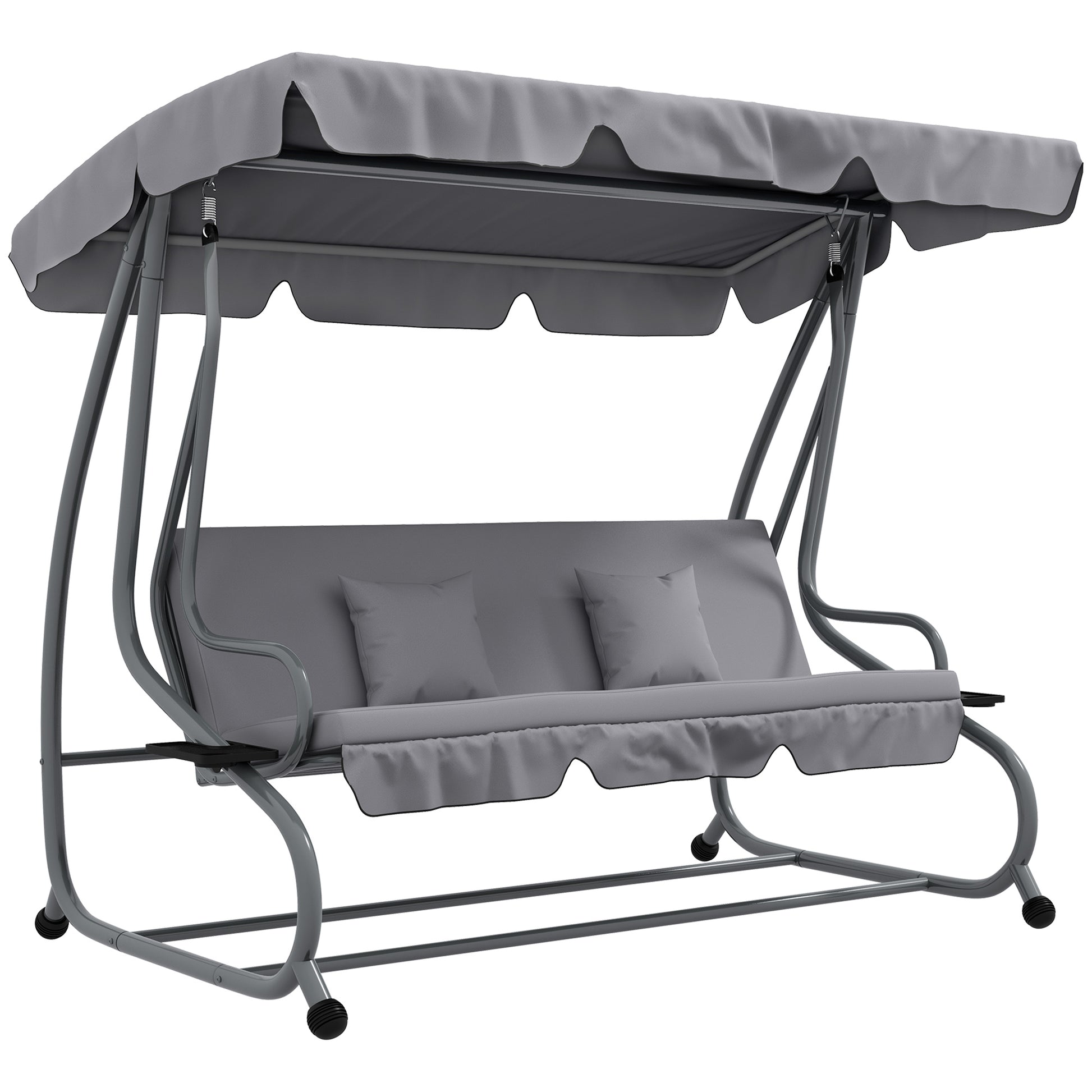 Photo of Outsunny Three-Person garden Swing Chair, with Adjustable Canopy - Light Grey in Grey colour on a white background