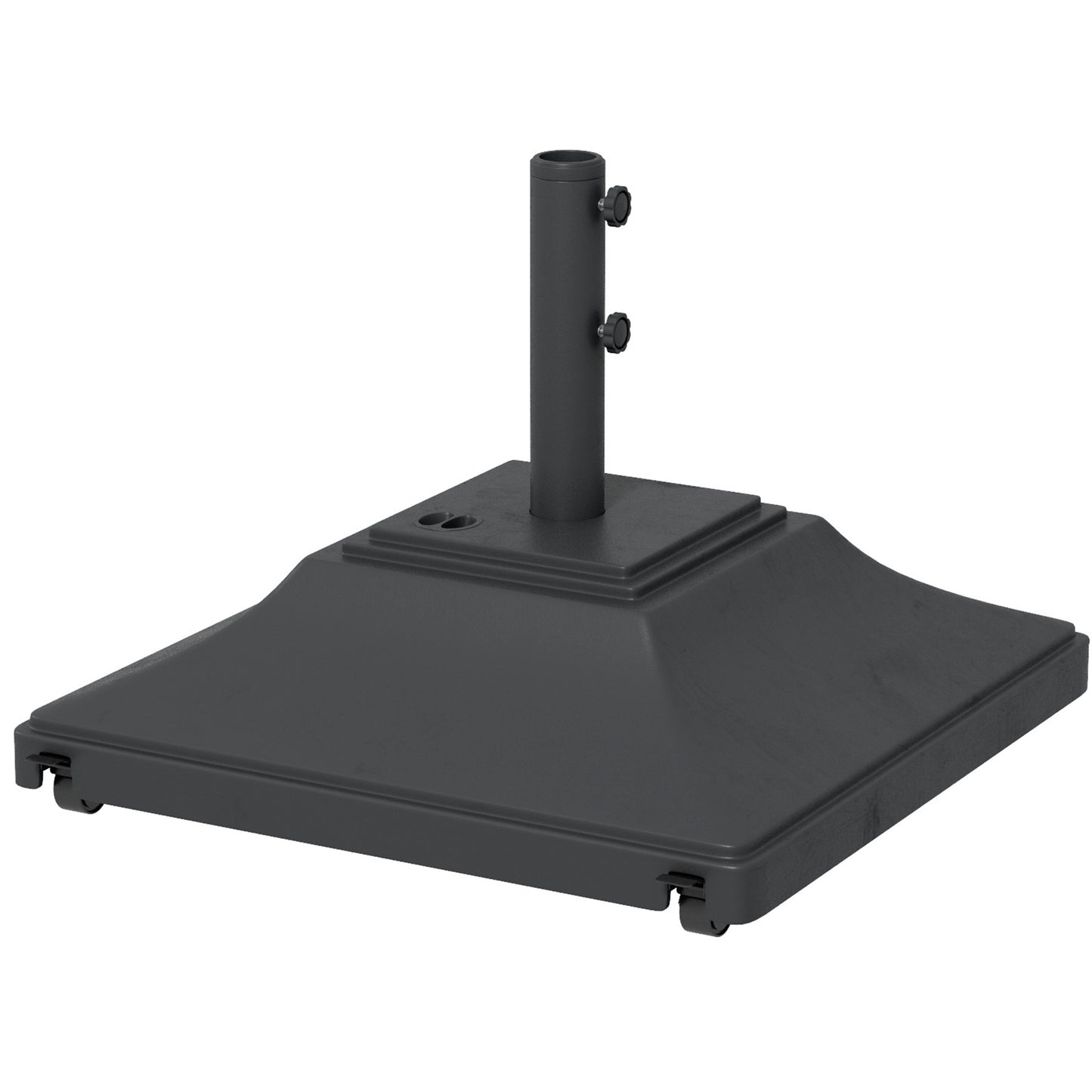 Photo of Outsunny 60kg Water/Sand Fillable Parasol Base, with Wheels - Black in Black colour on a white background
